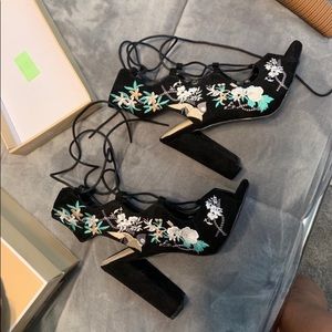 Fashion Nova Floral Lace Up Heels